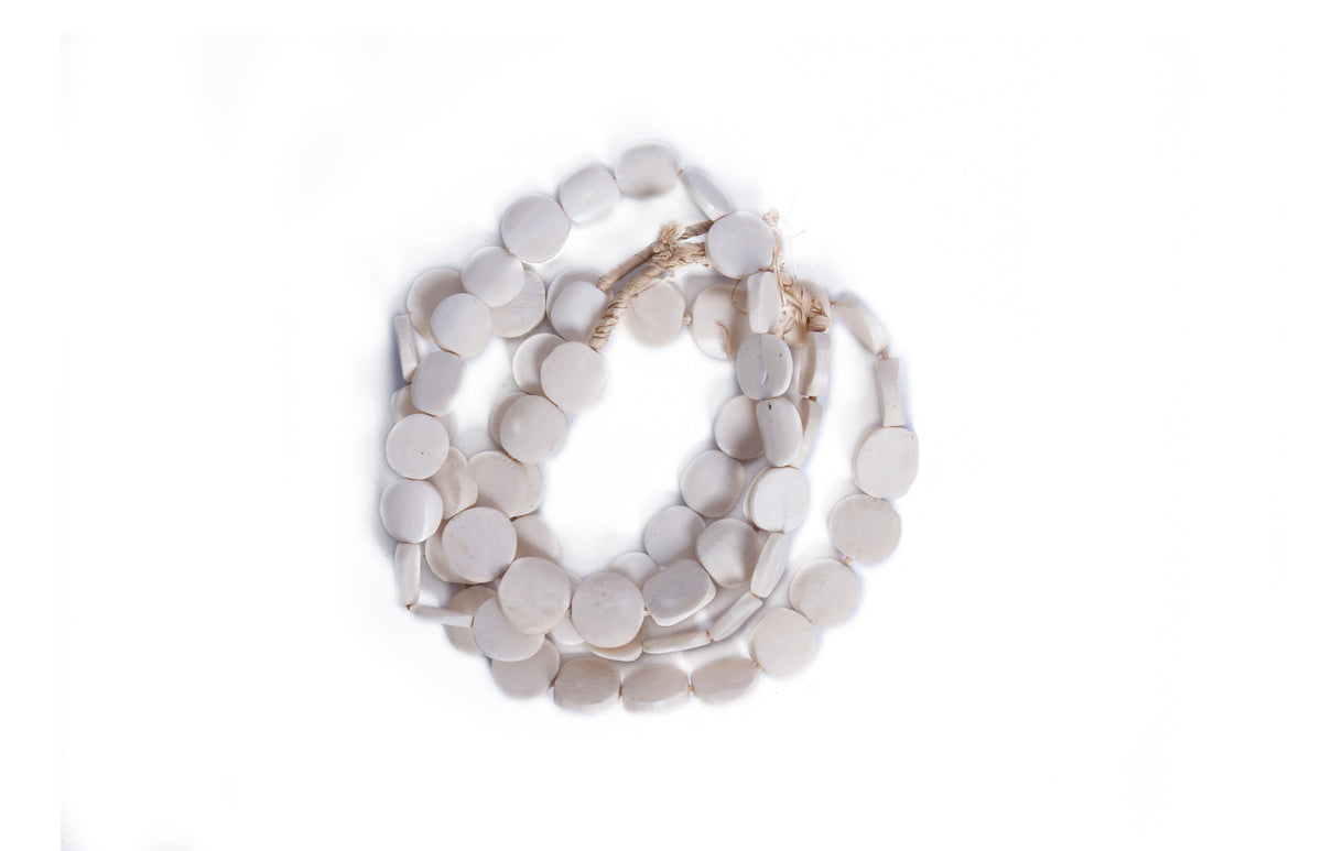 White Bone Beads Hexagonal
